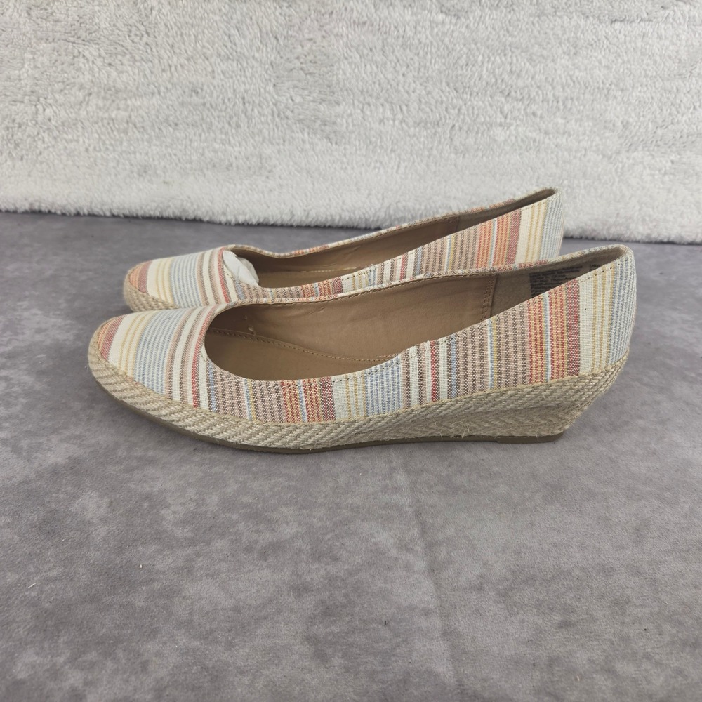 American Eagle Women 9.5 Striped Espadrille Wedge Heels Multi Color Low Pump
